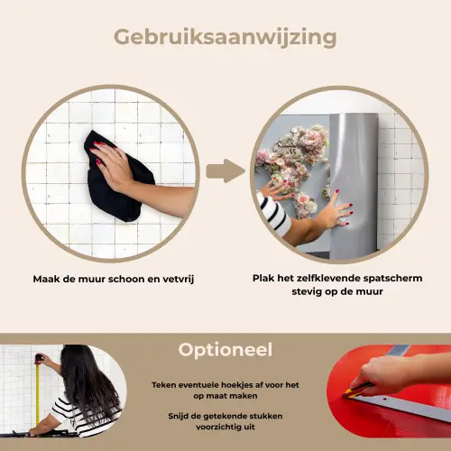 Wereldkaart - Rozen - Roze keuken achterwand spatscherm klein -gebruiksaanwijzing_NL