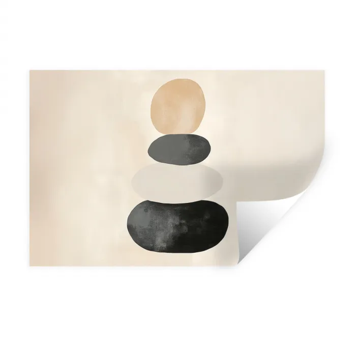 Japandi - Wabi sabi - Beige Muursticker klein -3d