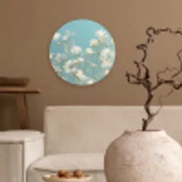 Stengels - Bloemen - Lucht - Wit Wandcirkel kunststof plaat 5mm dik klein -sfeer1