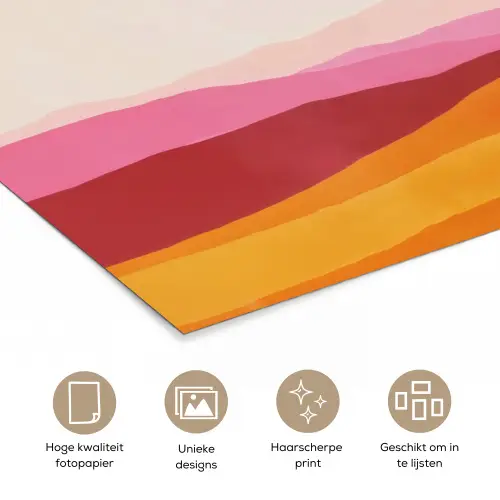 Heuvels - Oranje - Zon - Abstract poster papier klein -closeup_NL