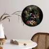 Vogel - Bloemen - Planten - Jungle - Zwart - Toekan Wandcirkel kunststof plaat 5mm dik klein -sfeer4