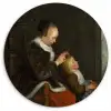 De luizenjacht - Schilderij van Gerard ter Borch Wandcirkel kunststof plaat 5mm dik klein -3d