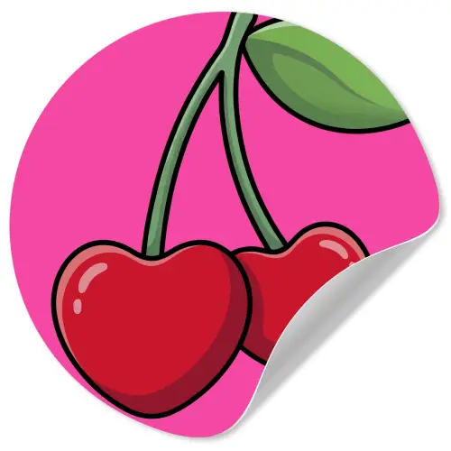 Kers - Roze - Fruit Wandcirkel behangsticker klein -3d