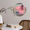 Doorkijk - Strand - Palmboom - Tropisch Wandcirkel behangsticker klein -sfeer3