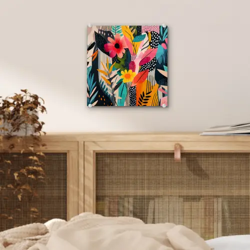 Schilderij - Abstract - Bloemen - Roze plexiglas 5mm klein -sfeer4