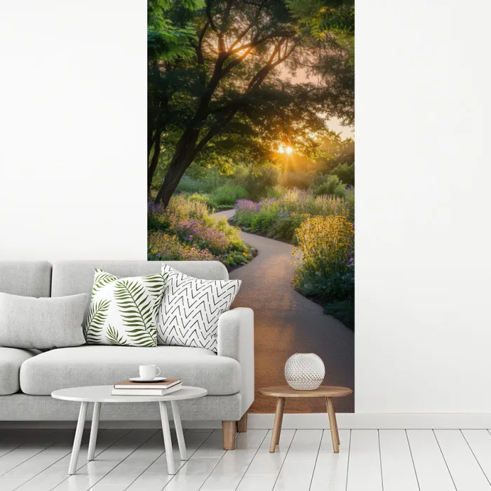Pad - Bloemen - Park fotobehang vinyl groot -woonkamer