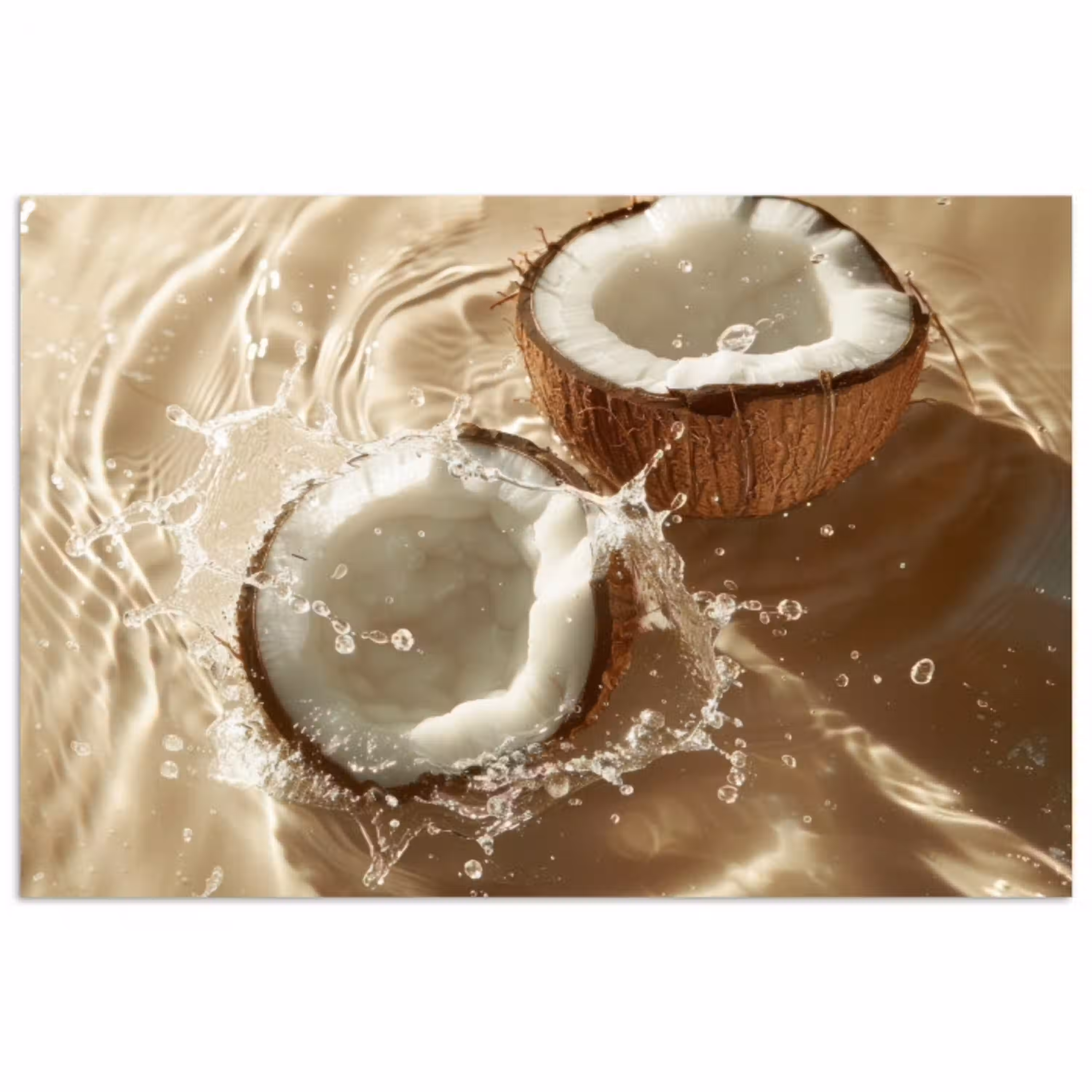 Kokosnoot - Water - Beige - Spetters poster papier klein -3d