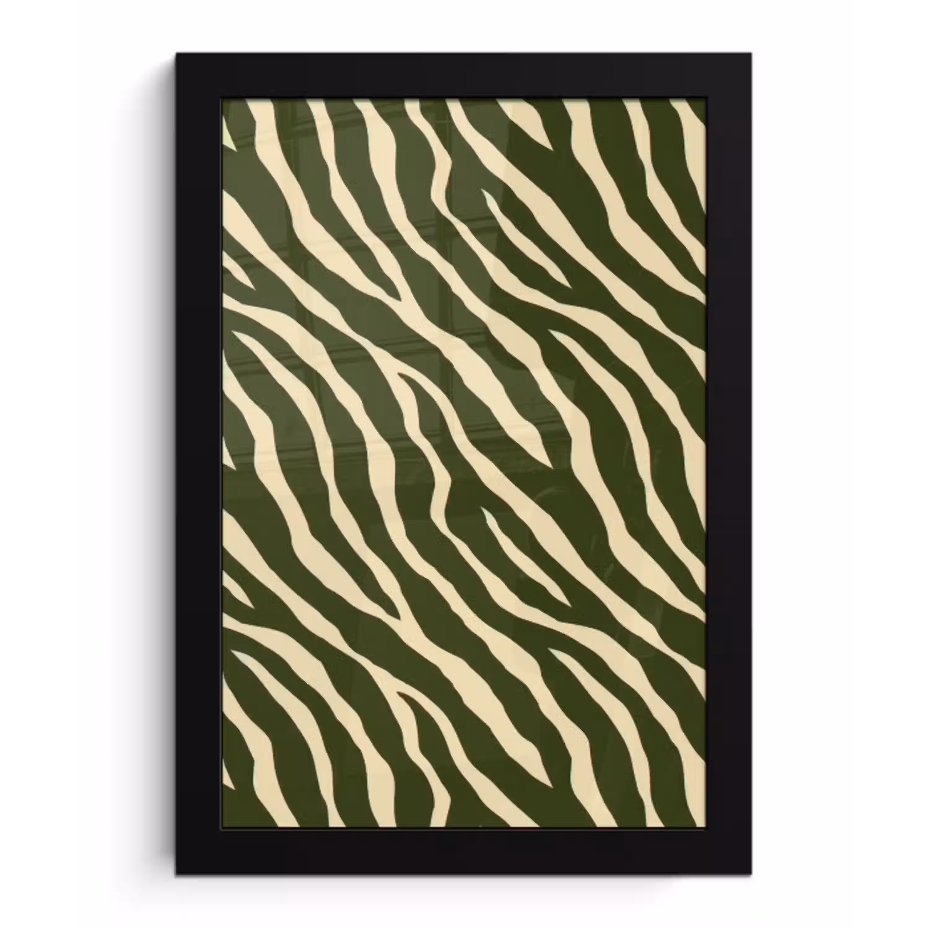 Zebra - Patroon - Groen fotolijst zwart zonder passe partout klein 224 -3d