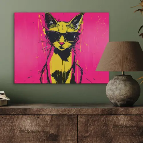 Kat - Art - Zonnebril - Roze PET vilt klein -sfeer2