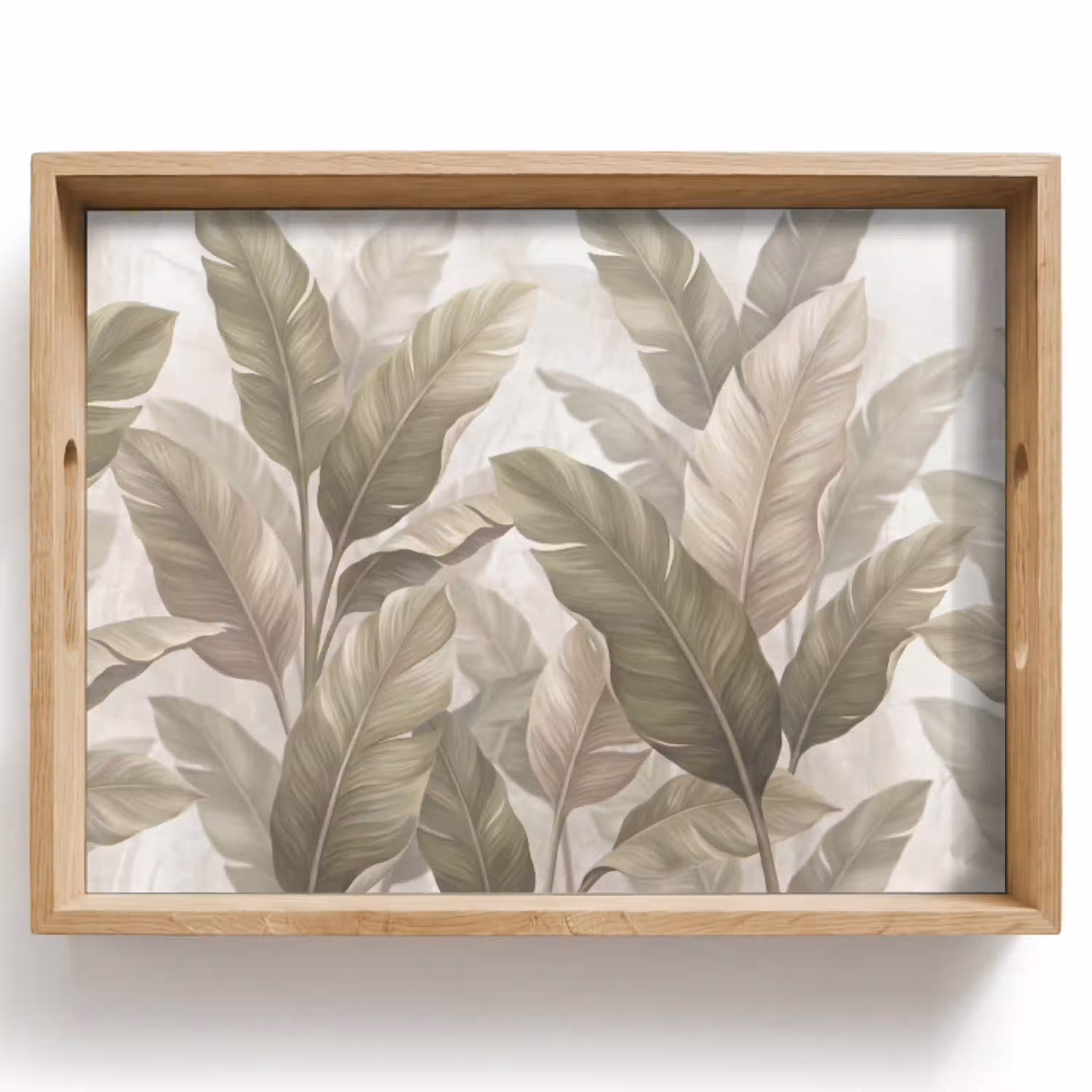 Bladeren - Tropisch - Natuur - Abstract - Beige Dienblad Rechthoek middel -z3d_shopping