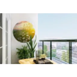 Bloemen - Madelief - Natuur - Zon - Horizon Wandcirkel tuinposter met ringen klein -buiten1
