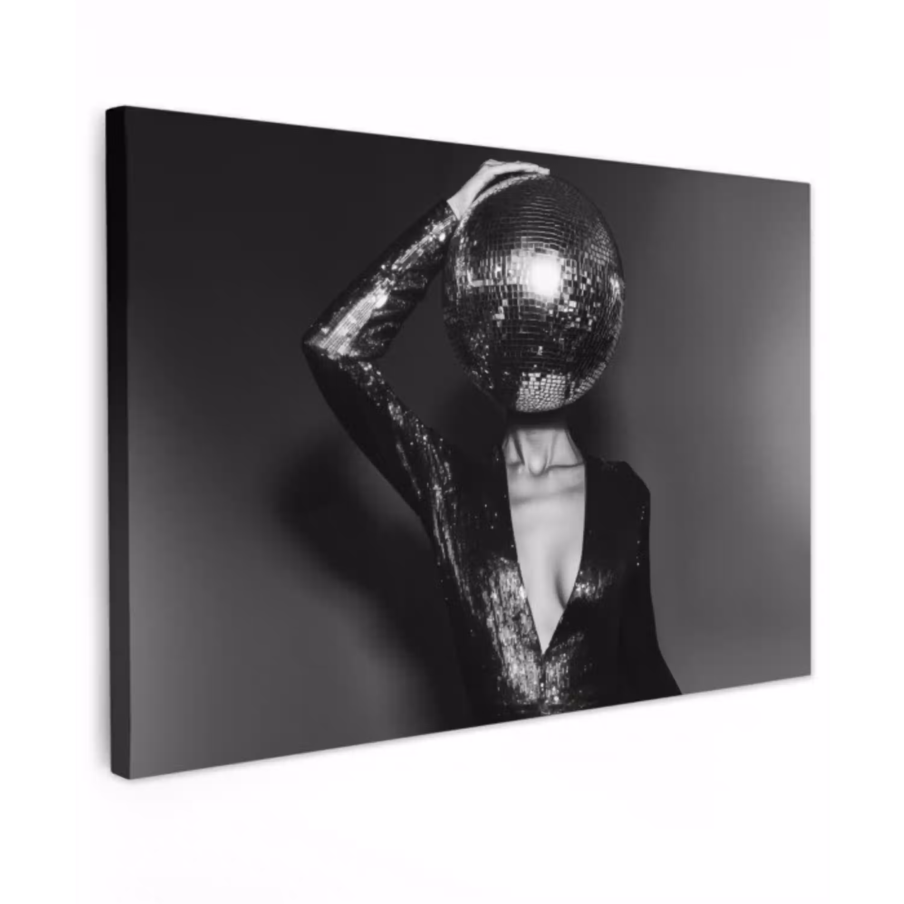 Discobal - Gezicht - Glamour - Zwart canvas 2cm klein -z3d