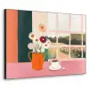 Bloemen - Koffie - Raam Textielframe zwart klein -3d