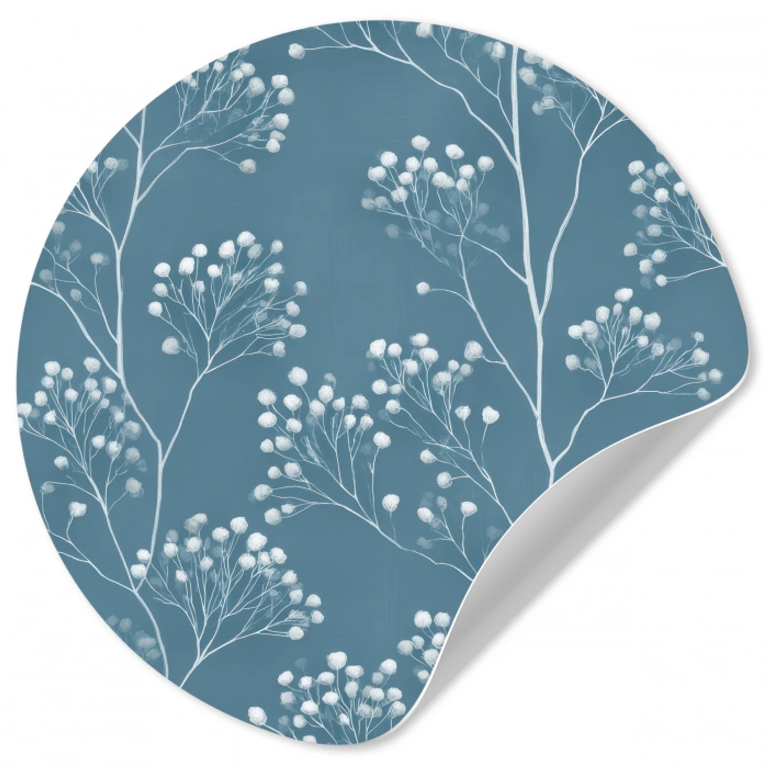 Takken - Bessen - Patroon - Lichtblauw Wandcirkel behangsticker klein 186 -3d