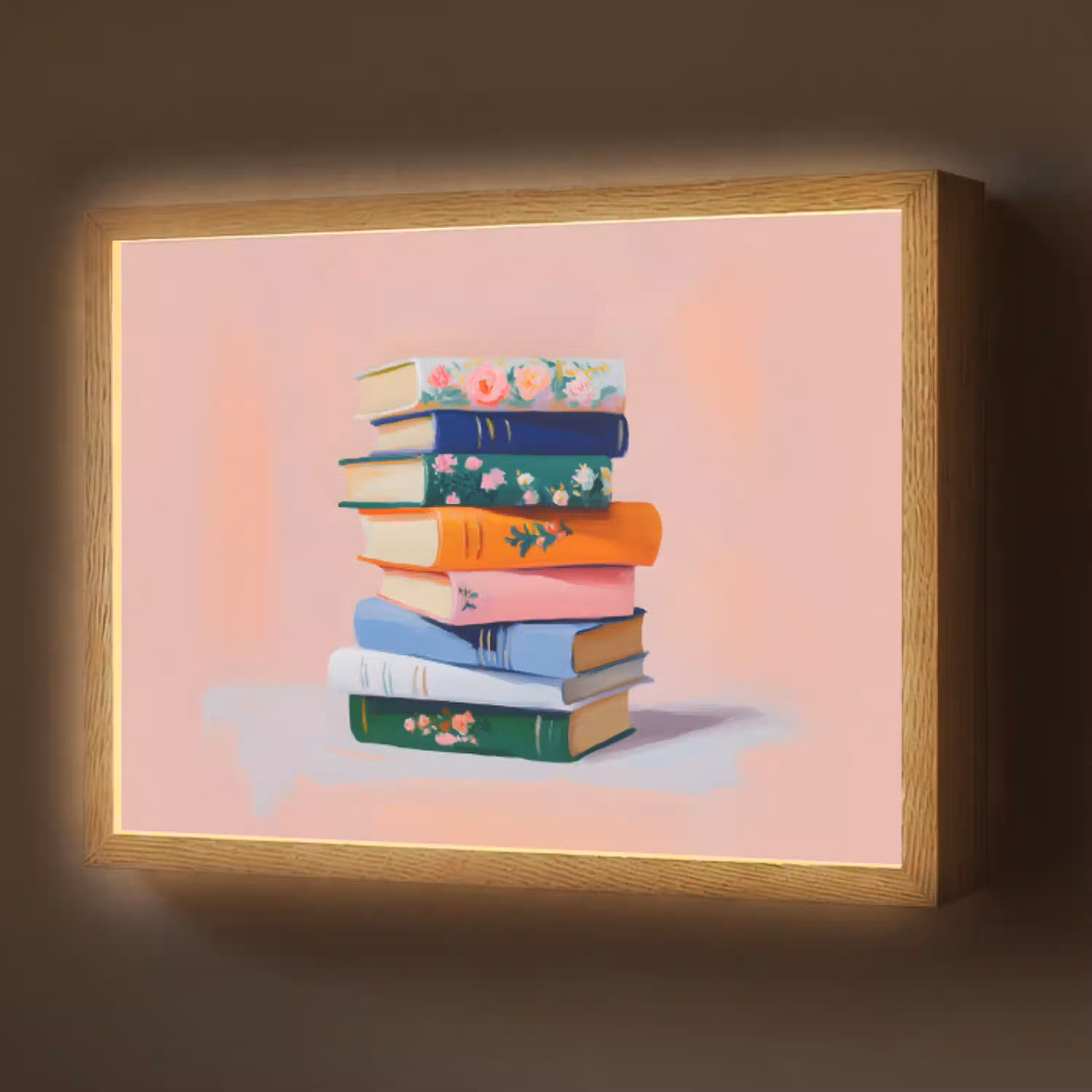 Boeken - Stapel - Kleurrijk Light Box met batterij (Wandlamp) middel -z3d_website