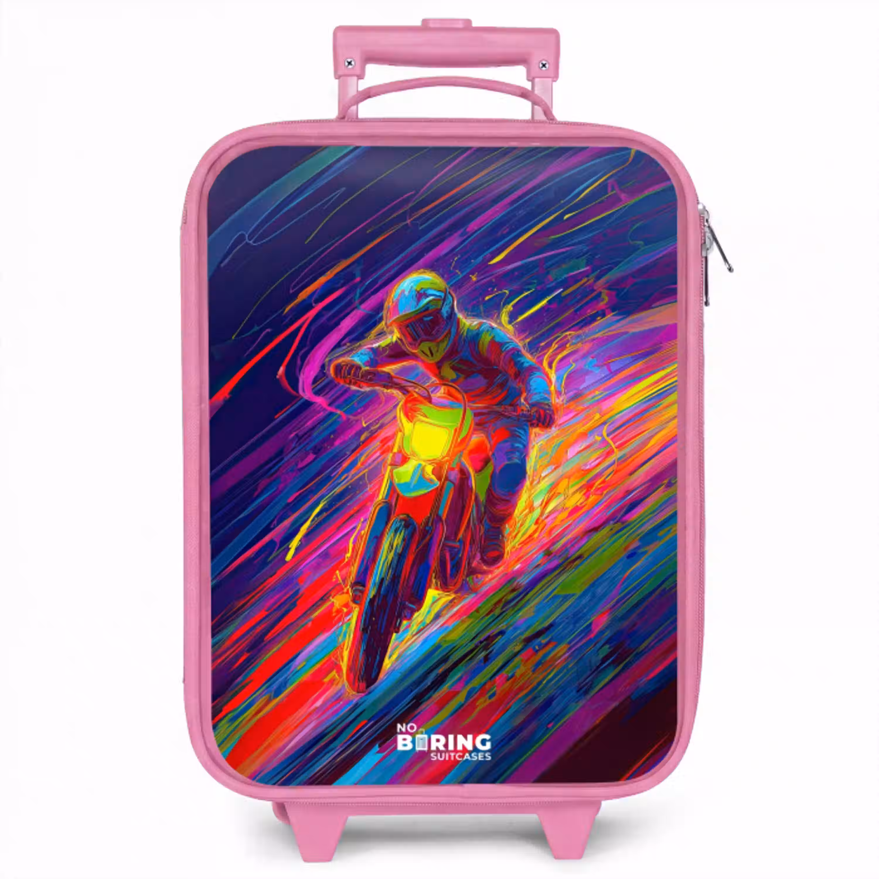 Crossmotor - Neonkleuren - Lijnen - Helm Kinderkoffer - Roze klein -zzz_website3d