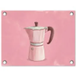 Roze - Mokkapot - Illustratie - Koffie tuinposter los doek klein -3d
