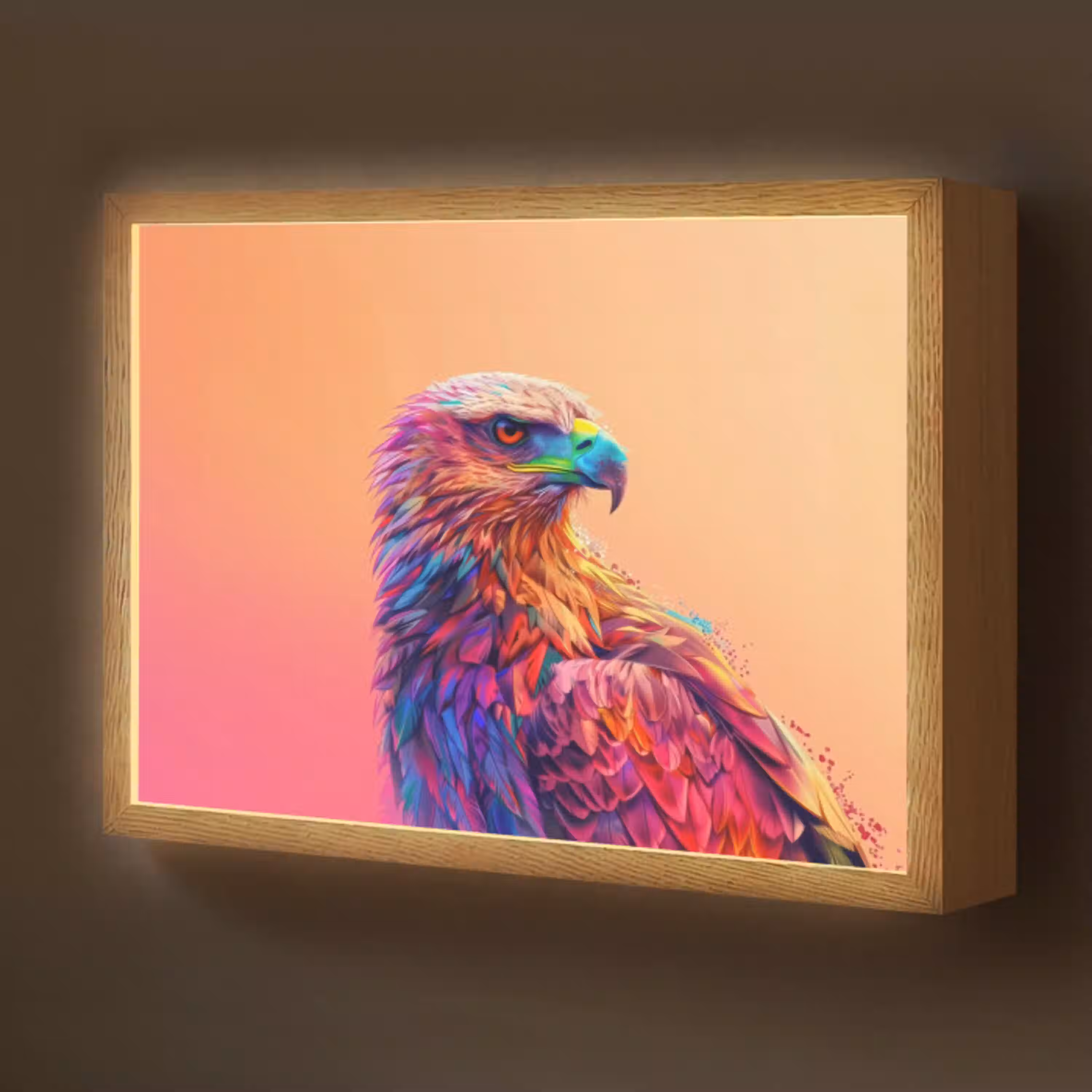 Arend - Vogel - Kleurrijk - Dier Light Box met batterij (Wandlamp kind) middel -z3d_website