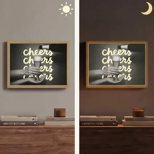 Cheers - Wijn - Zwart - Wit Light Box met batterij (Wandlamp) middel -sfeer3