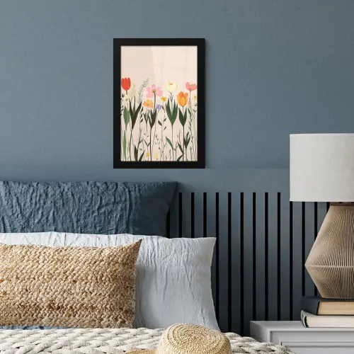Pasteltinten - Bloemen - Illustratie fotolijst zwart zonder passe partout klein -sfeer3
