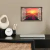 Doorkijk - Tulpen - Zonsondergang - Bloemen - Kleurrijk poster papier klein -sfeer1