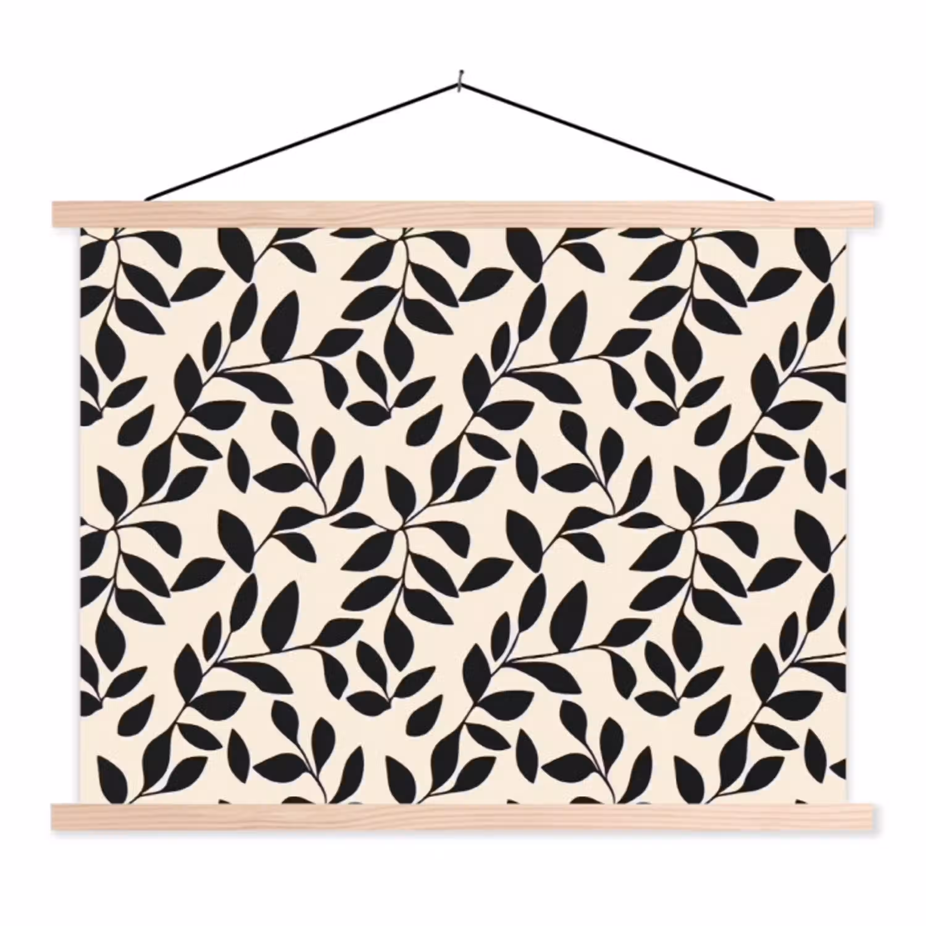 Elegant - Patroon - Zwart - Beige textielposter latten blank klein 122 -3d