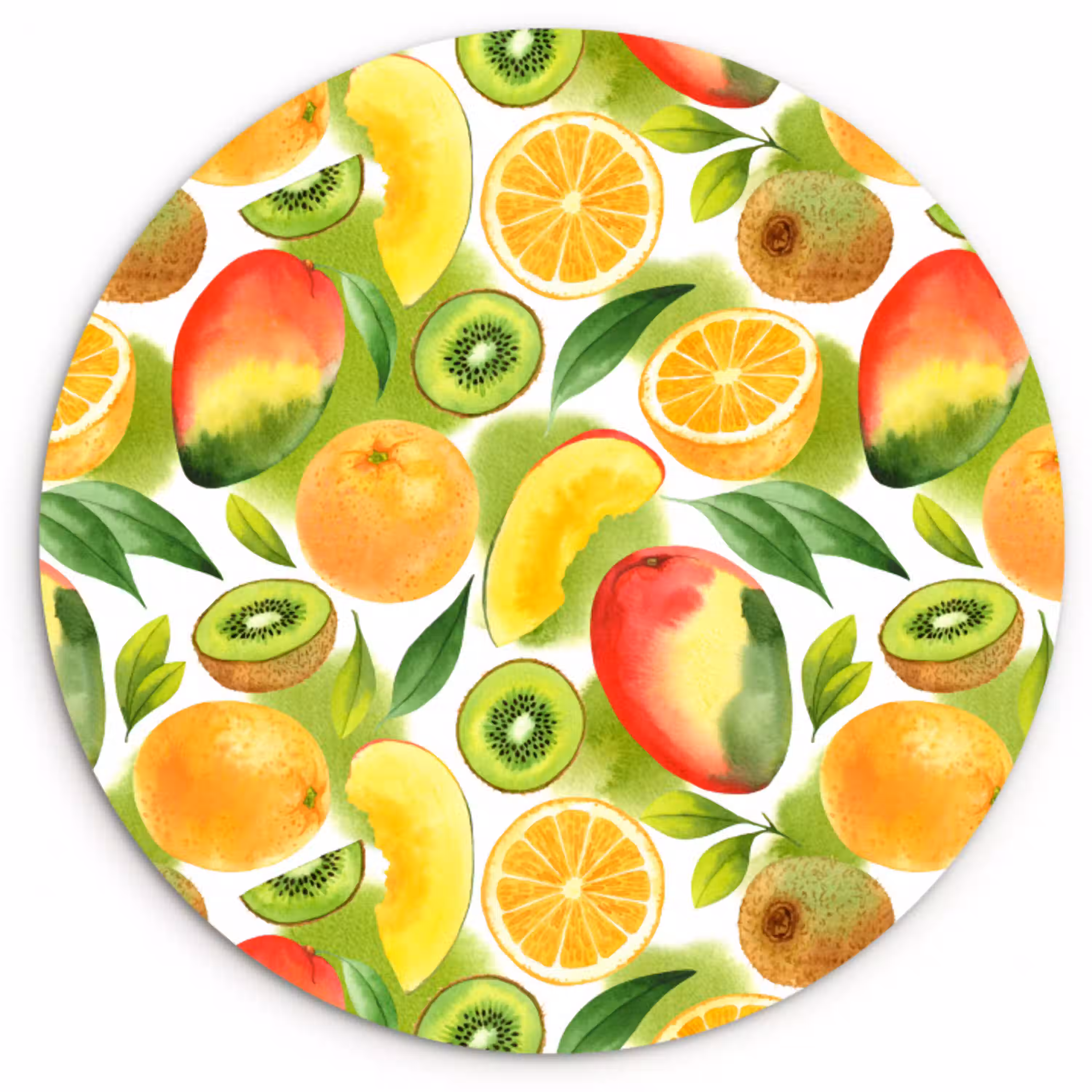 Kiwi - Sinasappel - Mango - Perzik Wandcirkel plexiglas klein 852 -3d