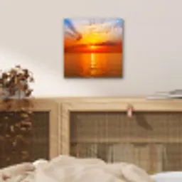 Zonsondergang - Zee - Lucht - Oranje - Horizon - Water aluminium wit klein -sfeer3