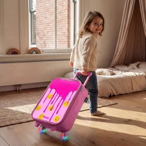 Verf - Smiley - Roze Kinderkoffer - Roze klein -sfeer1