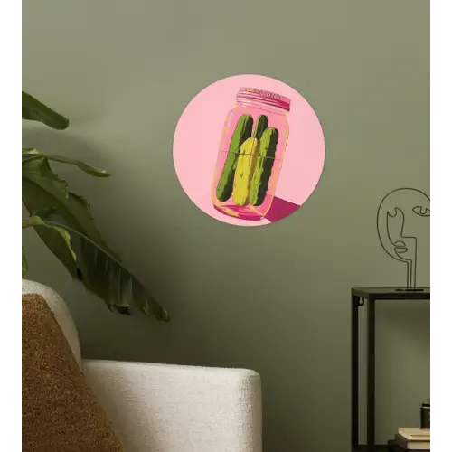 Augurken - Pot - Schaduw - Roze Wandcirkel behangsticker klein -sfeer2