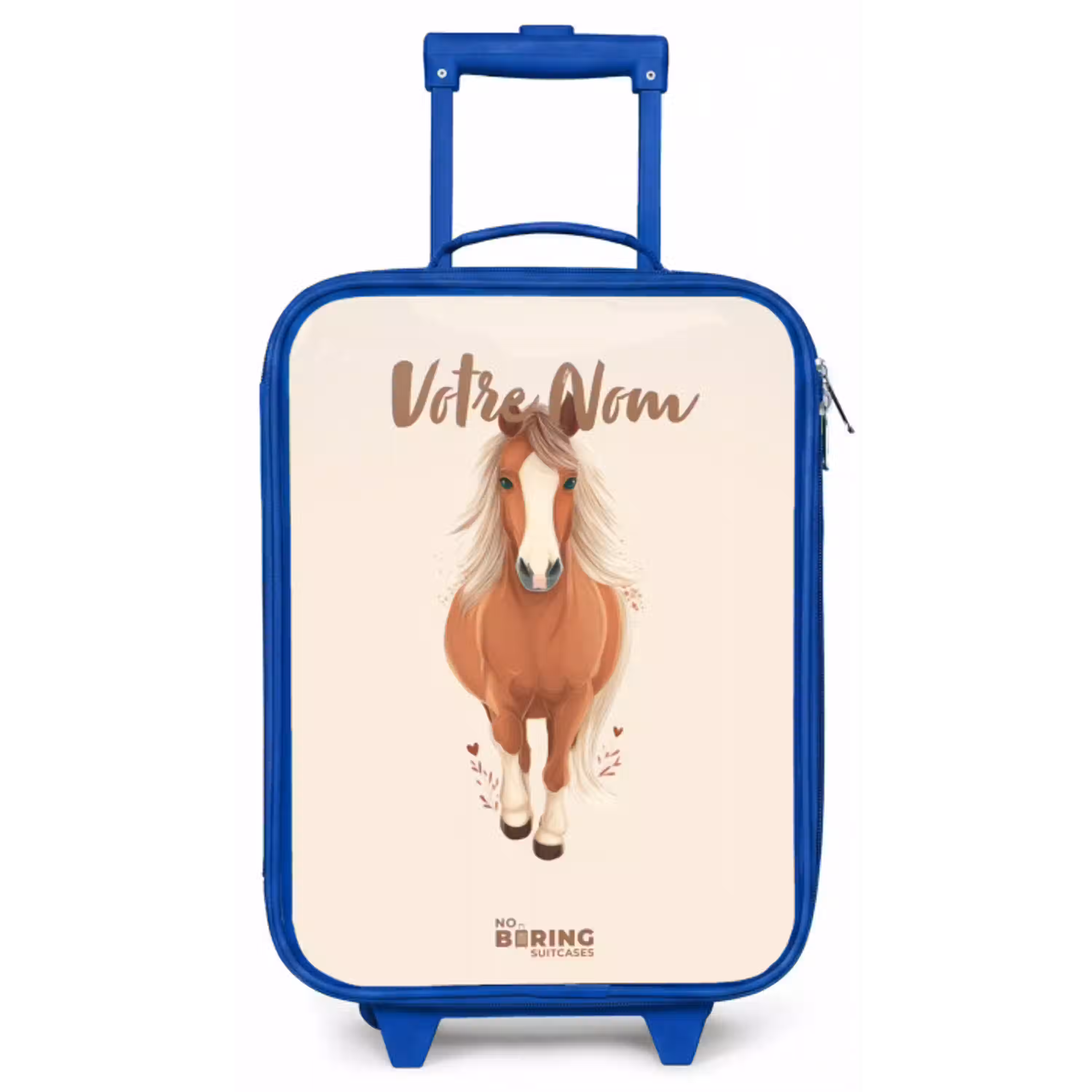 Bruin paard in gallop Kinderkoffer - Blauw klein -zz3dotto