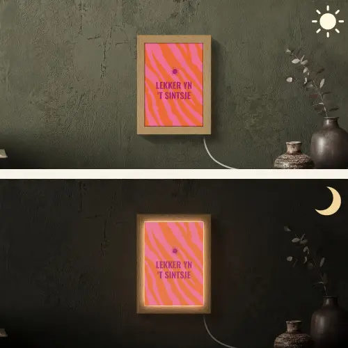 Quote - Zomer - Roze Light Box met kabel (Wandlamp) klein -sfeer3