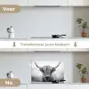 Schotse hooglander - Mist - Zwart - Wit keuken achterwand spatscherm klein -voor_na_NL