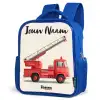 Brandweerwagen - Getekend - Rood Kinderrugzak - Blauw middel -schuin