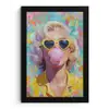 Vrouw - Blond - Roze kauwgom - Kleurrijk - Pastel fotolijst zwart zonder passe partout klein -3d