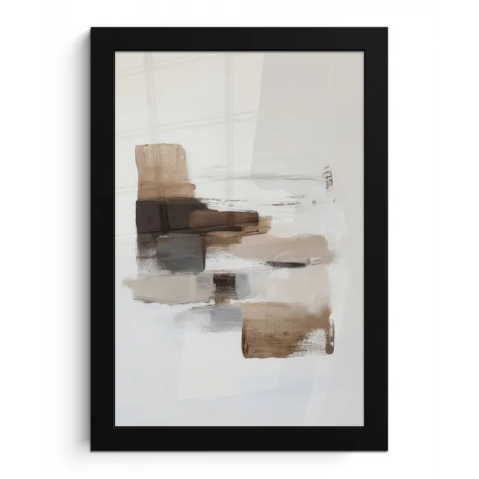 Penseelstreken - Balans - Beige - Bruin fotolijst zwart zonder passe partout klein -3d