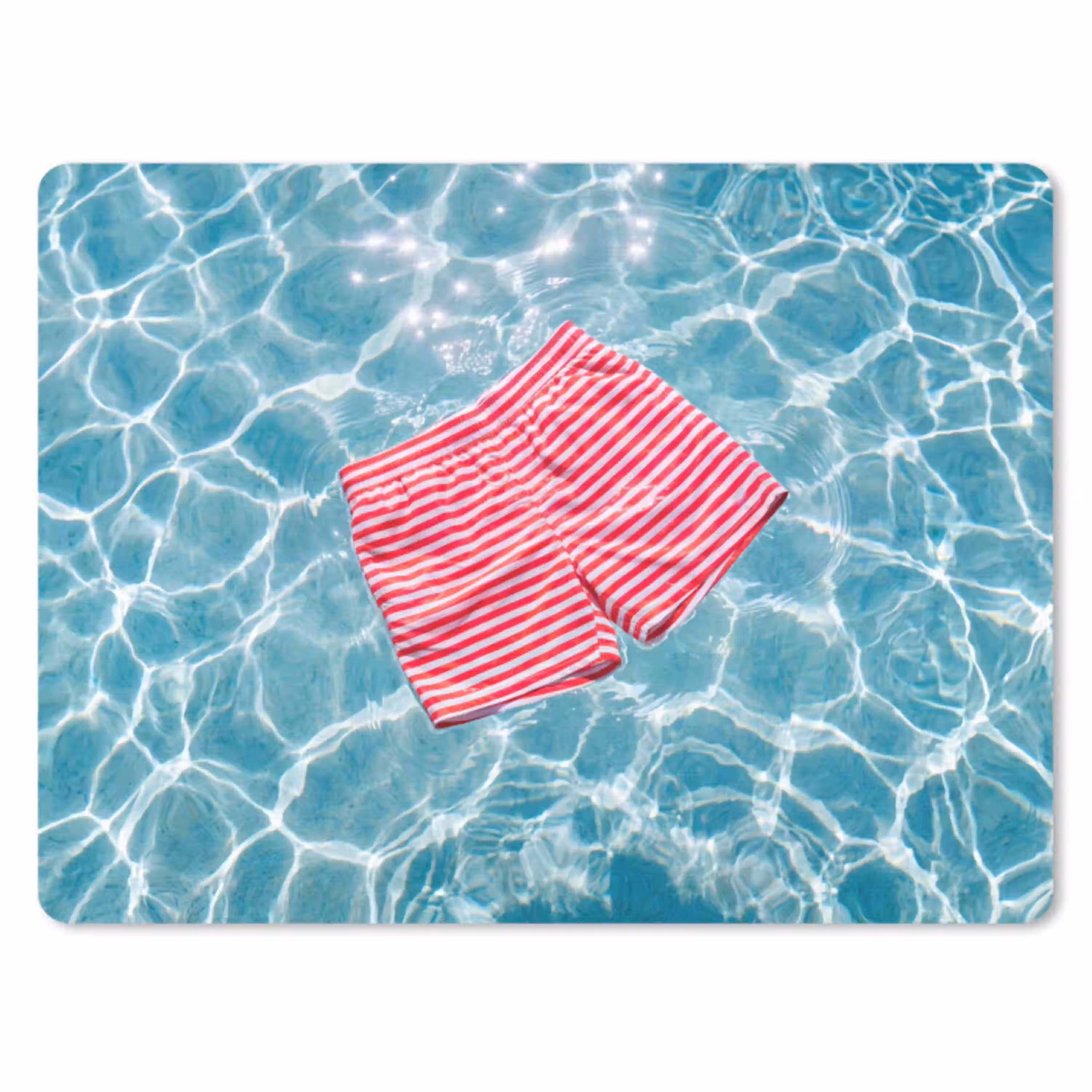 Zwemkleding - Gestreept - Water - Zomer - Rood-wit muismat rubber klein -3d