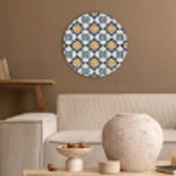 Klassiek - Geometrisch - Blauw Akoestische PET Vilt - Rond klein 838 -sfeer1