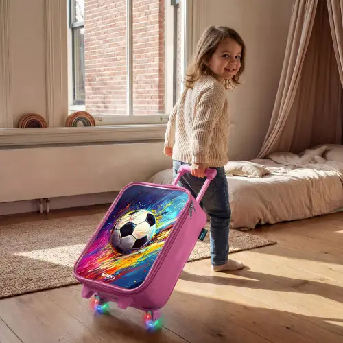 Neon - Voetbal - Kleurrijk Kinderkoffer - Roze klein -sfeer1