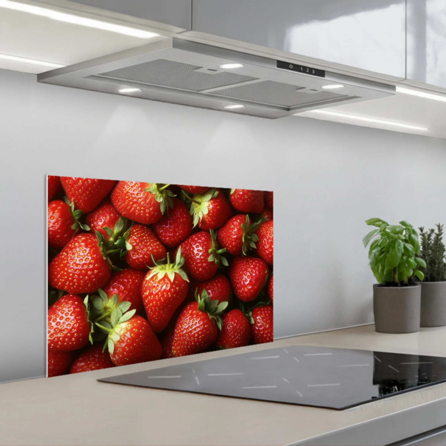 Aardbei - Fruit - Rood keuken achterwand spatscherm klein -3d_schuin