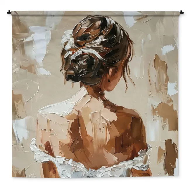 Wandkleed - Vrouw - Verf - Abstract - Beige - Modern