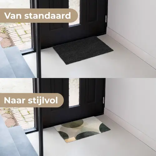 Vlakken - Abstract - Beige - Cirkels Deurmat klein -voor-na_NL