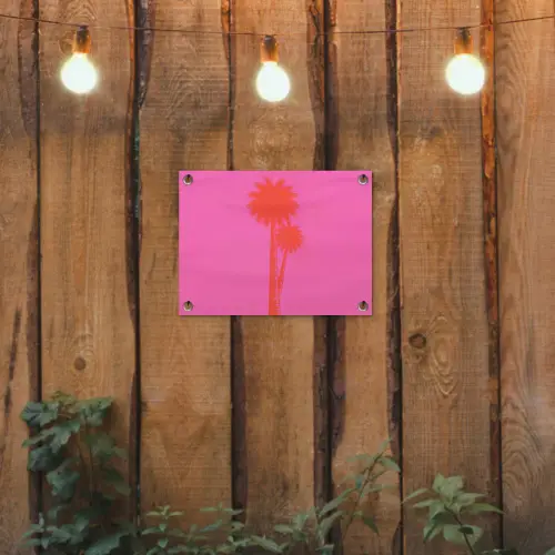 Palmbomen - Modern - Roze tuinposter los doek klein -sfeer1