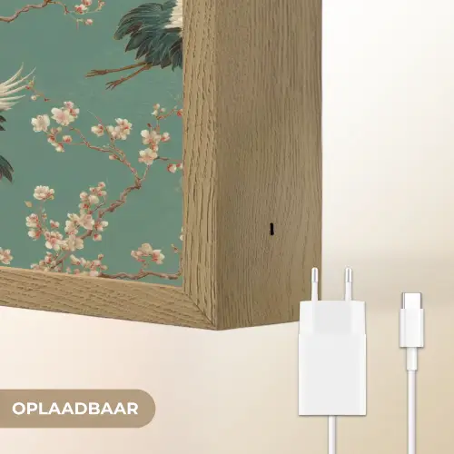 Kersenbloesem - Kraamvogels - Groen Light Box met batterij (Wandlamp) middel 907 -USP_websiteoplaadbaarNL