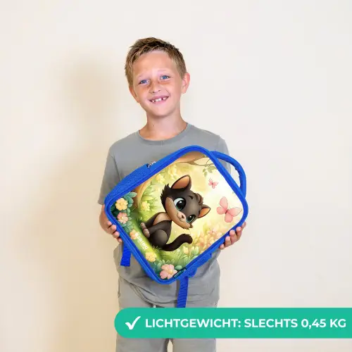 Kat - Vlinder - Bloemen Kinderrugzak - Blauw middel -sfeer1_NL