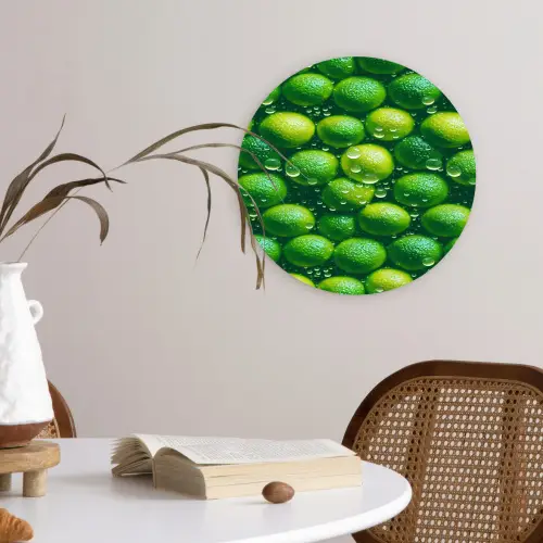 Limoenen - Druppels - Groen Wandcirkel kunststof plaat 5mm dik klein 188 -sfeer4