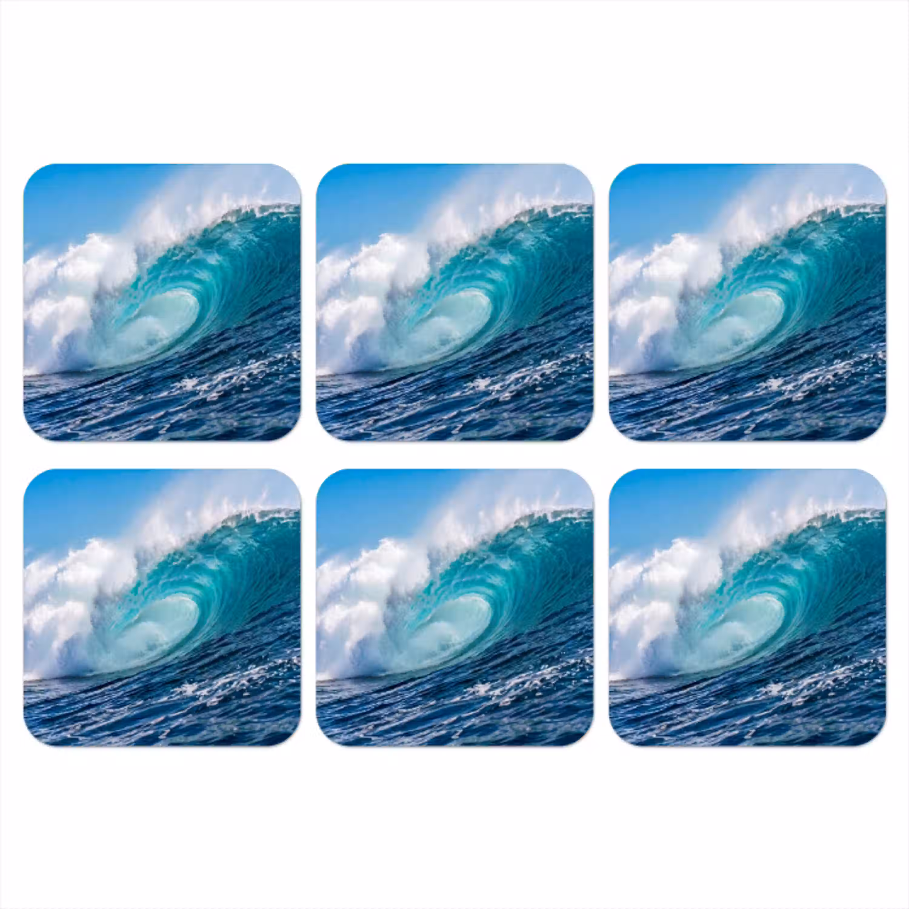 Golf - Oceaan - Water - Dynamisch - Blauw onderzetter kurk middel -3d