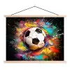 Voetbal - Verf - Kleuren - Zwart - Wit textielposter latten blank klein -3d