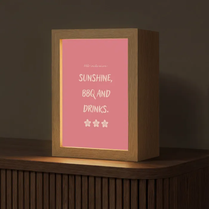 BBQ - Quote - Roze - Zomer Light Box met kabel (Tafellamp) klein -z3d_website