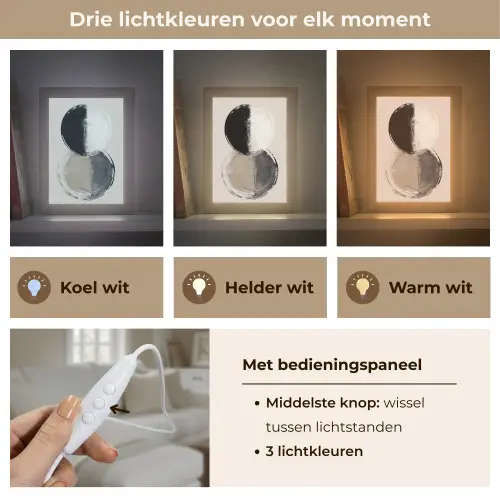 Cirkels - Strepen - Minimalistisch - Zwart Light Box met kabel (Tafellamp) klein -USP_lichtkleurNL